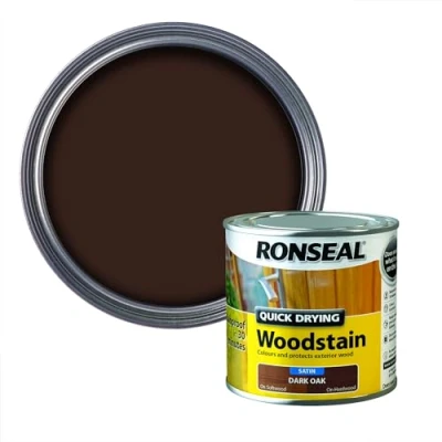 Image of Ronseal QDWSDO250 250ml Woodstain Quick Dry Satin Dark Oak