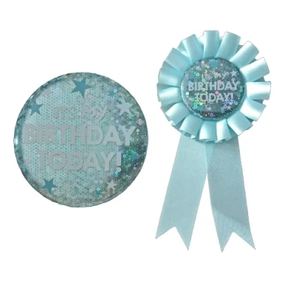 Image of Birthday Badge and Rosette Decoration Set Ribbon Pin Boy Girl Party Supplies Award (Gold)