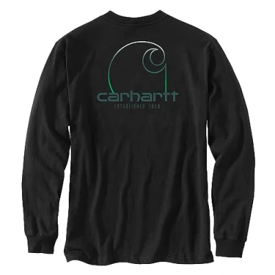 Image of Carhartt Men&#039;s Loose Fit Heavyweight Long Sleeve Pocket C Graphic T Shirt, Black, XXL
