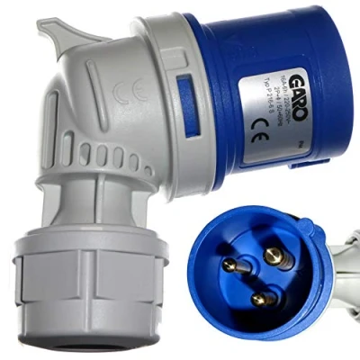 Image of IEC/CEE 16A Angle Plug 3 Poles 2P + E 230V Blue Garo PA216 6S
