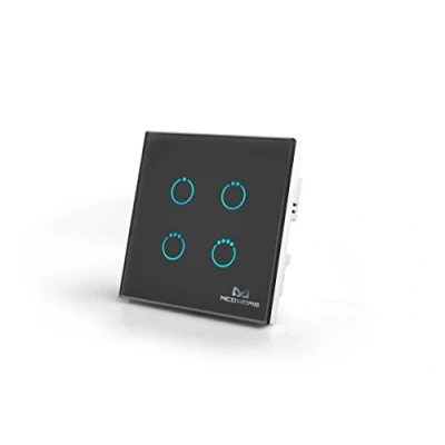 Image of MCO Home Z Wave Glass Touch Panel Switch, 4 relays, MH S314, Black