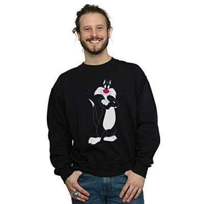 Image of Looney Tunes Men&#039;s Sylvester Crossed Arms Sweatshirt Black Large