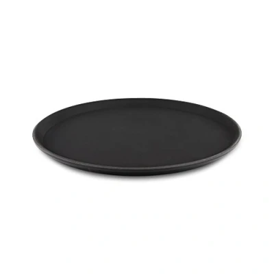 Image of Tuffgrip Super Plastic Rubberized Anti Skid, Non Slip Food Tray, Round, 16&quot; / 40cm Diameter, Black