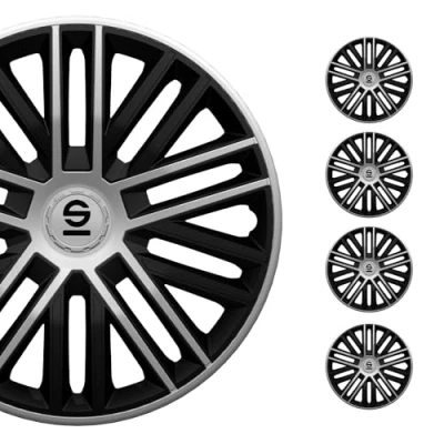Image of Sparco Wheel Covers Bergamo 15 inch Black/Silver Set of 4 pieces