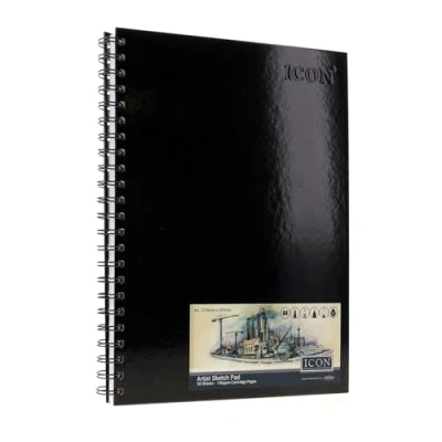Image of A4 Sketchbook for Artists Hardcover 135GSM Thick Paper Large Sketch Pad Art Book, Spiral Bound Book Children Drawing 21x29cm, 50 Sheets