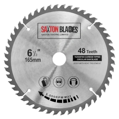 Image of Saxton TCT Circular Wood Saw Blade 165mm x 20mm (16mm Ring) 48 Teeth Compatible with Bosch Makita etc