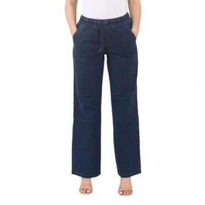 Image of MYT Womens Wide Jeans Elasticated High Waist Stretchy Baggy Straight Ladies Denim Trousers Pants All Size Dark Stonewash 18