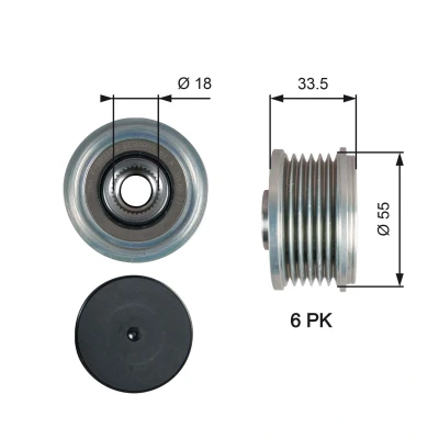Image of 6071500060, A6071500060 Freewheel Clutch GATES OAP7216 33,5mm PowerGrip