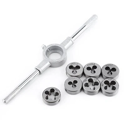 Image of 8PCS/Set Handheld Metric Screw Die set, M25 Wrench Bearing Steel Coarse Thread External Cutting Tapping Hand Tool Kit