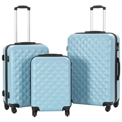 Image of vidaXL Hardcase Trolley Set of 3 Rose Gold ABS Lightweight Suitcases with Security Locks, 360 Degree Castors, and Space Saving Design&#039;
