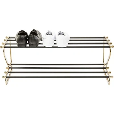 Image of Kare Design Shoe Rack Walk Small, 2 Tier Storage Organiser, Fits for 6 Pairs of Shoes, Aluminium, Entrance, Hallway, Living Room, 34x84x31 cm (H/W/D)
