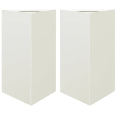 Image of vidaXL Garden Planters 2 pcs White Triangular 50x43x75 cm Steel