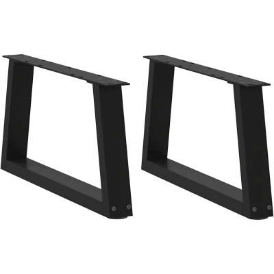 Image of vidaXL Dining Table Legs V Shape Steel Frame Black with Adjustable Levellers Easy Assembly for Coffee or Desk