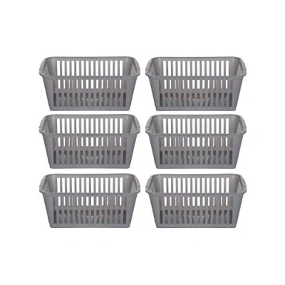 Image of Karrma Ltd 6 X Plastic Handy Basket Storage Available in two colors : Silver and Clear Fashionable Touch Perfect Match for any Decoration (37cm, Silver)