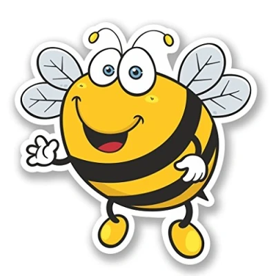 Image of 2 x 10cm/100mm Happy Bee Vinyl Sticker Decal Laptop Travel Luggage Car iPad Sign Fun #5346