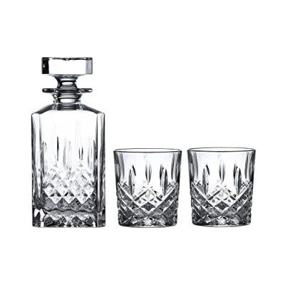 Image of Waterford Marquis Markham 11oz Double Old Fashioned Pair &amp; Square 30oz Decanter Set, 40026495 Transparent