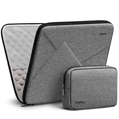 Image of Inateck Shockproof 13 Inch LaptopSleeve Compatible with MacBook Air M3/M2/M1 2024 2018,13 Pro M2/M1 2022 2016, 12.3 Surface 11/10/9/X/8/7/6/5/4/3, XPS 13, EVA Laptopcase, Gray