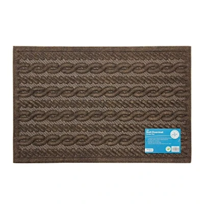 Image of JVL Knit Design Scraper Braided Door Mat, Brown, 40 x 60 cm