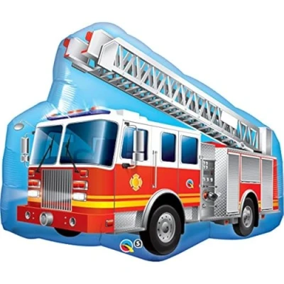 Image of Qualatex 16466 Shape Fire Truck Foil Balloon, Red, 36 Inch