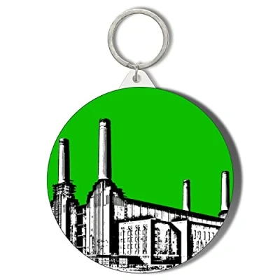 Image of Gift Insanity BATTERSEA POWER STATION POP ART GREEN BACKGROUND 58mm Keyring