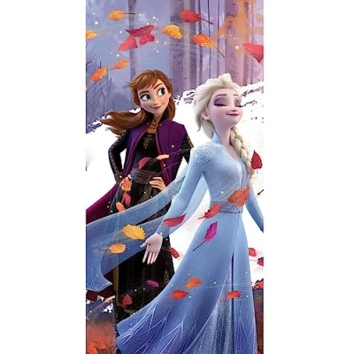Image of Jerry Fabrics Disney Frozen 2 bath towel Anna and Elsa in a winter landscape 70 x 140 cm 100% cotton