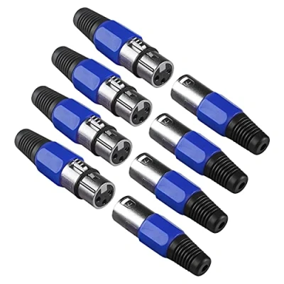 Image of (Pack of 4) 3 Pin XLR Cannon Head with Male and Female for DMX Signal Cable or Connection Wired Microphone