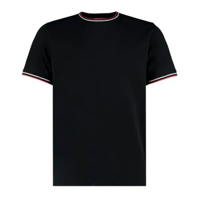 Image of Kustom Kit Mens Short Sleeve T Shirt, Black/White/Red, Medium. KK519