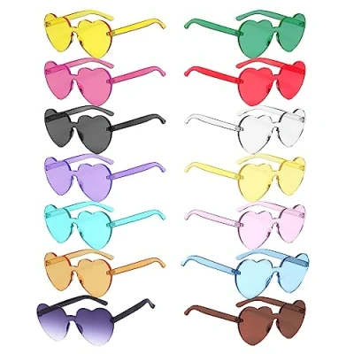 Image of 14 Heart Party Glasses Coloured Funky Festival Sunglasses Hippy Fancy Dress Costume Adults &amp; Kids HEARTGLASSES_14
