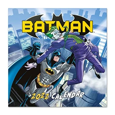 Image of Official Batman 2022 Wall Calendar, 12&quot; x Square Calendar (Free Poster Included), Family 2022, DC Comics Kids Secret Santa Gift