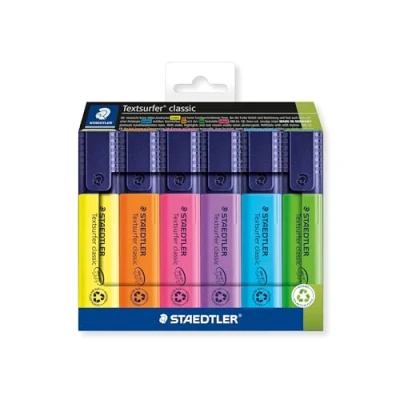 Image of STAEDTLER 364 C6 Textsurfer Classic Highlighter Assorted Colours (Card Pack of 6)