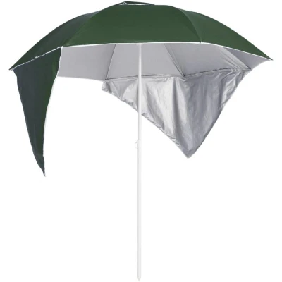 Image of vidaXL Beach Parasol with Side Walls Green 215 cm