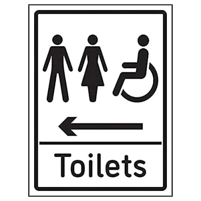 Image of V Safety Mixed Toilets Arrow Left 200mm x 300mm Self Adhesive Vinyl