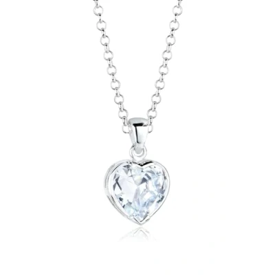 Image of Elli Women&#039;s 925 Sterling Silver Xilion Cut Zircon Necklace with Heart Pendant Of Length 45 cm