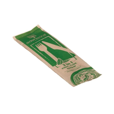 Image of 3 in 1 Wooden Cutlery Meal Pack (Pack of 500) G02011