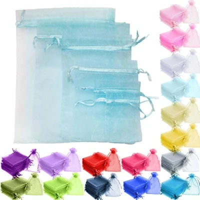 Image of Time to Sparkle 200pcs Organza Gift Bags Wedding Party Favour Jewellery Packing Pouches (Baby Blue, 7x9cm 200pcs)