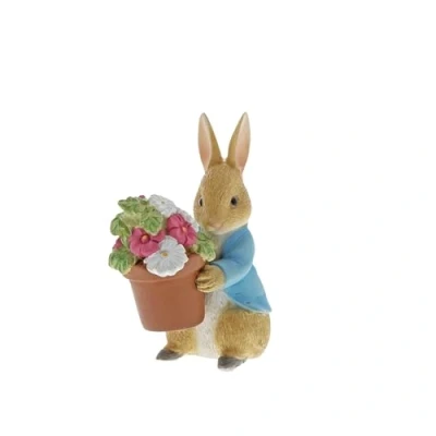 Image of Beatrix Potter Peter Rabbit Brings Flowers Figurine
