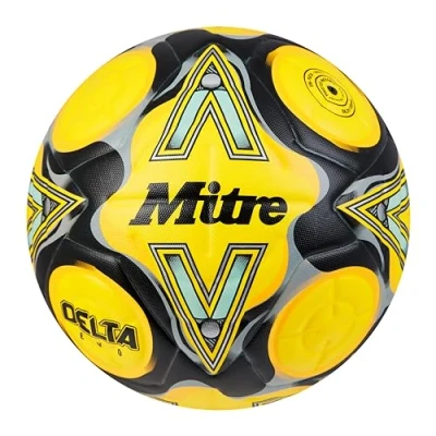 Image of Mitre Delta Football Highly Durable Enhanced Accuracy and Consistency, Fluo Yellow/Black/Circular Grey, 5