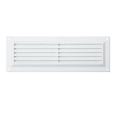 Image of Map Plastic Louvre Air Vent with Flyscreen, White, 9&quot; x 3&quot; (229mm 76mm), Single Brick Cover for Interior &amp; Exterior Use