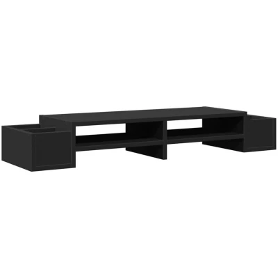 Image of vidaXL Monitor Stand with Storage Black 100x27x15 cm Engineered Wood
