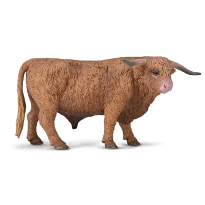 Image of CollectA Highland Bull Realistic Hand Painted Cow, Farm Animal Toys &amp; Figures, Farmyard Gifts For Toddlers Kids, Age 3 + Years Old