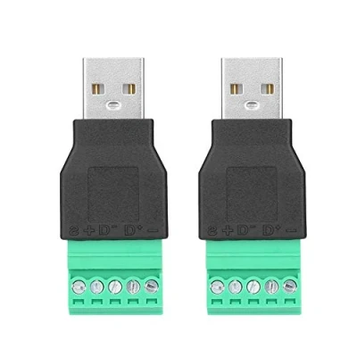 Image of USB Terminal Connector, Screw Plug, 2 Pcs Male Plug to 5 Pin Adapter Connetor