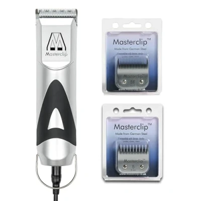 Image of MASTERCLIP Scottish Terrier Dog Clippers, Mains Powered Professional Grooming Set with 3 x Premium A5 Blades (10, 5F &amp; 5 Skip), Ideal for Clipping Dogs a Double Coat
