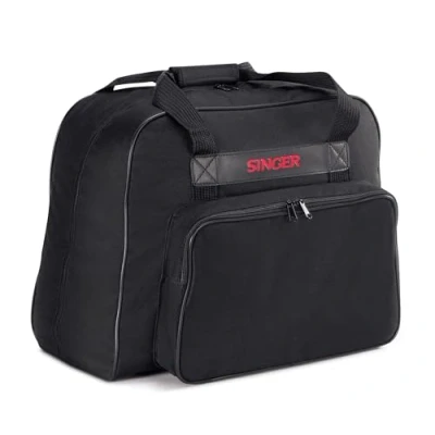 Image of SINGER Machine Carrying Case, Black, Spacious Case Fits Most Standard Sewing Machines and Sergers, Fully Padded Interior, Durable Canvas Exterior, Easy Zip, Large Front Pocket, Transport