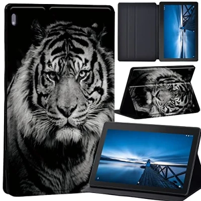 Image of animal Case for Lenovo Tab M10 TB X605F/ X605L/ X505F/ X505L Leather Tri Fold Stand Cover 10.1 Inch Tablet (Tiger)