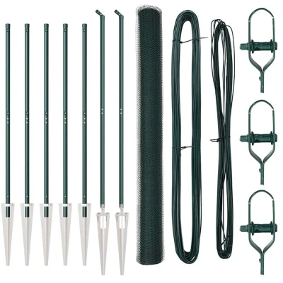 Image of vidaXL Hexagon Fence Green 1,6x10 m Steel