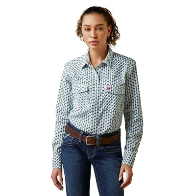Image of ARIAT Women&#039;s Fr Middleton Snap Work Shirt, Bachelor Button Print, L