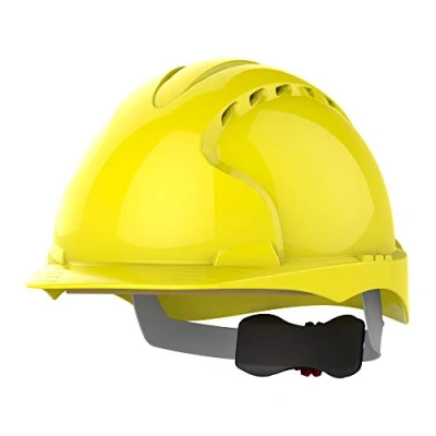 Image of JSP EVO3 HDPE Safety Helmet for Construction / Building with Revolution Wheel Ratchet Yellow Vented (AJF170 000 200)