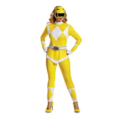 Image of DISGUISE 67364N Women&#039;s Yellow Costume Adult Mighty Morphin Power Ranger Cosplay Suit Outfit Sized, S