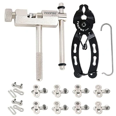Image of Cycearth Bike Link Plier+Chain Breaker Splitter+10 Pairs Magic Quick Release Buckle Missing Link,Bicycle Chain Opener Remover for Single/6/7/8/9/10/11 Speed Chains Repair Tool Kit