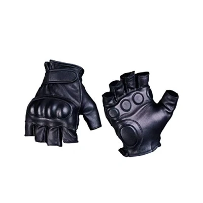 Image of Mil Tec Men&#039;s Fingerless Leather Gloves Black size S